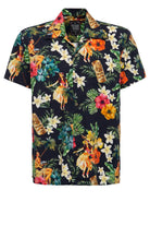 King Kerosin - Hawaii Kurzarmhemd mit floralem Print mit Tänzerinnen «Dancers»