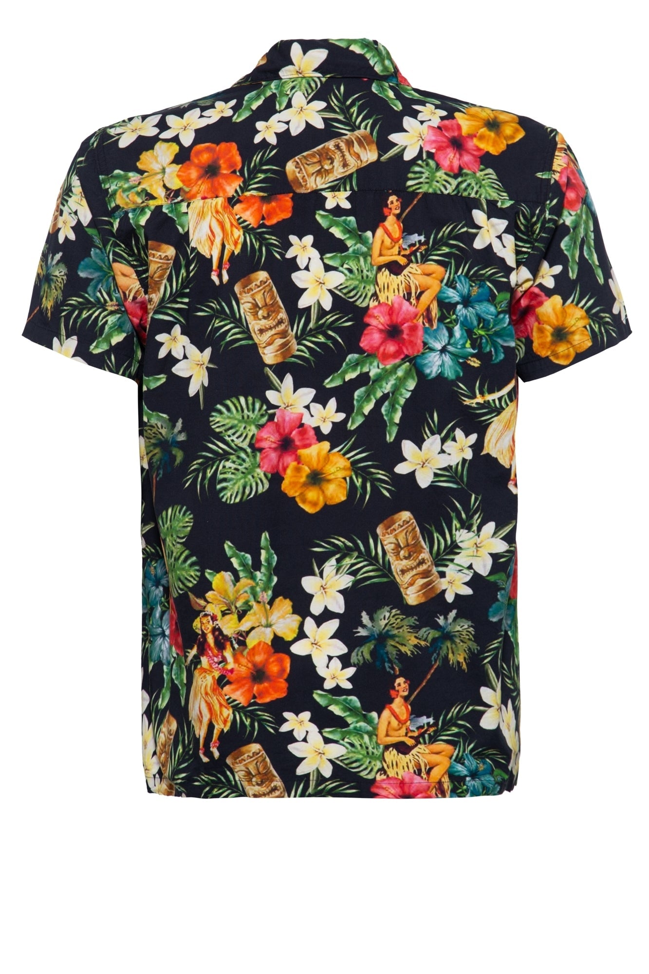 King Kerosin - Hawaii Kurzarmhemd mit floralem Print mit Tänzerinnen «Dancers»