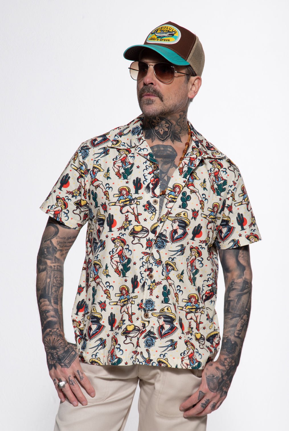 Hawaiihemd 'Cowgirl' in Offwhite Hemden - Kurzarm von King Kerosin