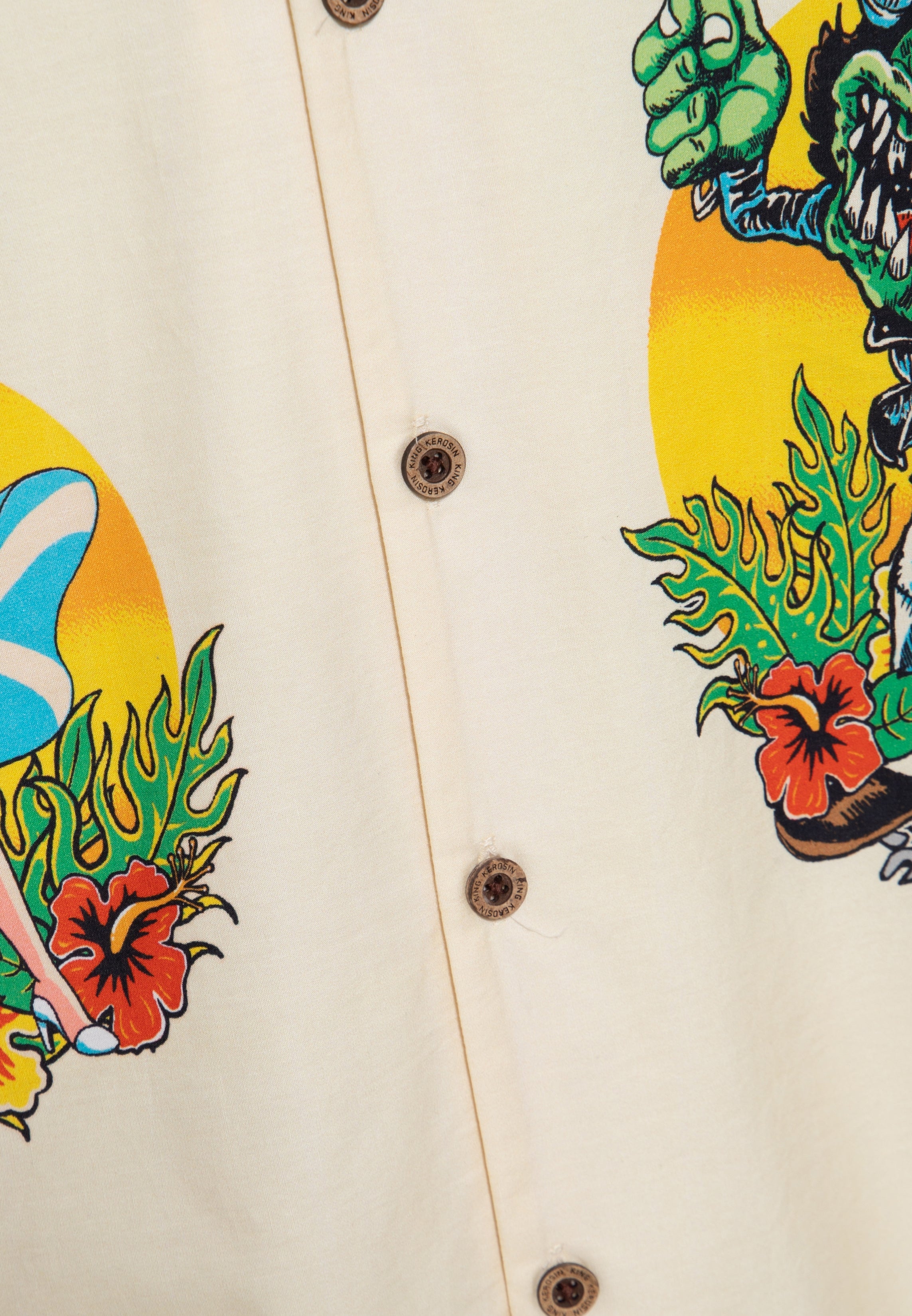 Hawaiihemd 'Lucky Monster' in Offwhite Hemden - Kurzarm von King Kerosin