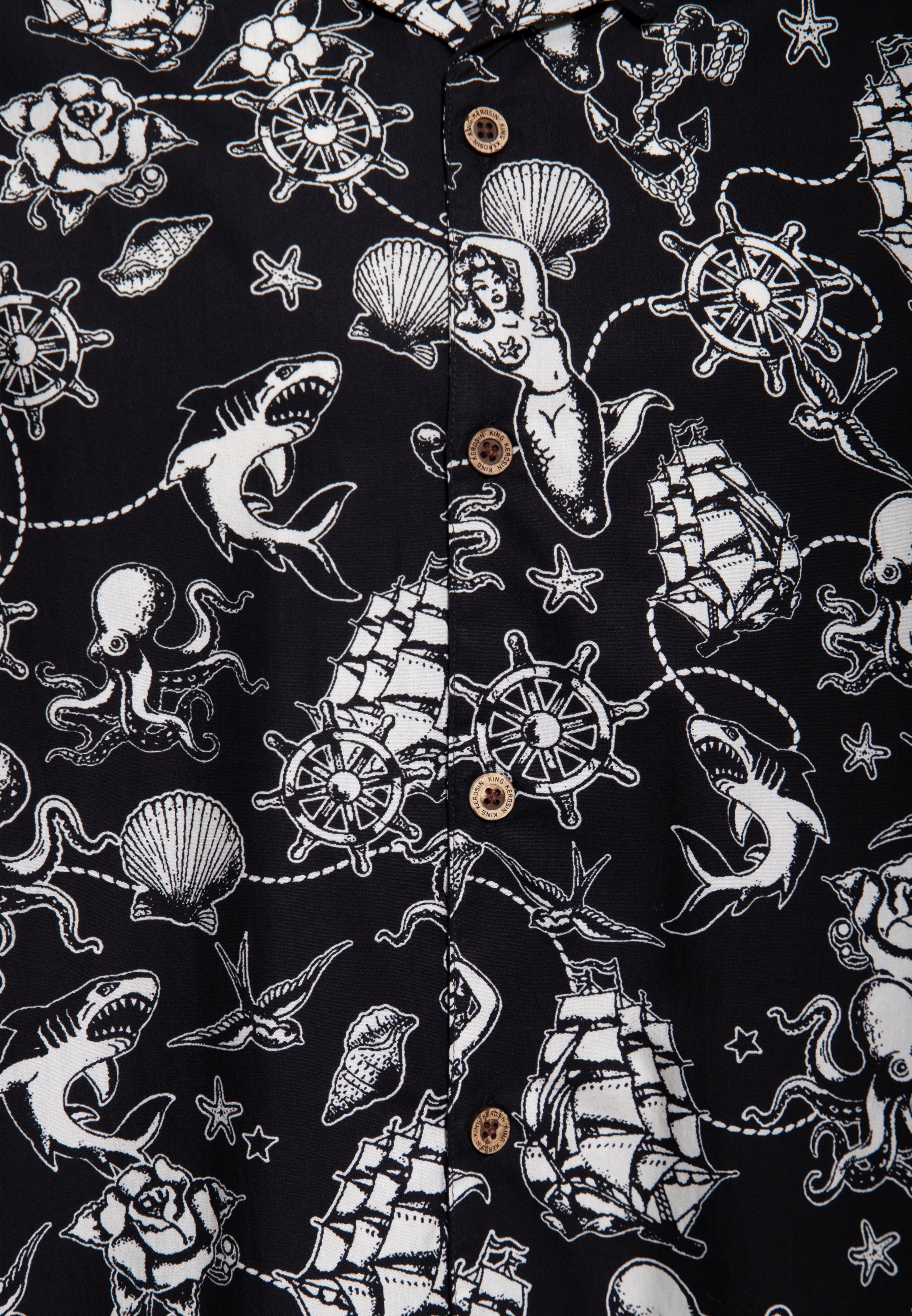 Hawaiihemd 'Sailor' in Schwarz Hemden - Kurzarm von King Kerosin
