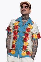 Hawaiihemd 'Tropical Flowers' in Beige Hemden - Kurzarm von King Kerosin