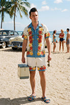 Hawaiihemd 'Tropical Flowers' in Beige Hemden - Kurzarm von King Kerosin