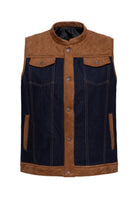 Herren Denim Steppweste in Navy – Weste von King Kerosin - Ansicht 1