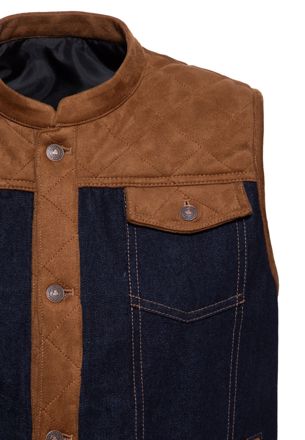 Herren Denim Steppweste in Navy – Weste von King Kerosin - Ansicht 3