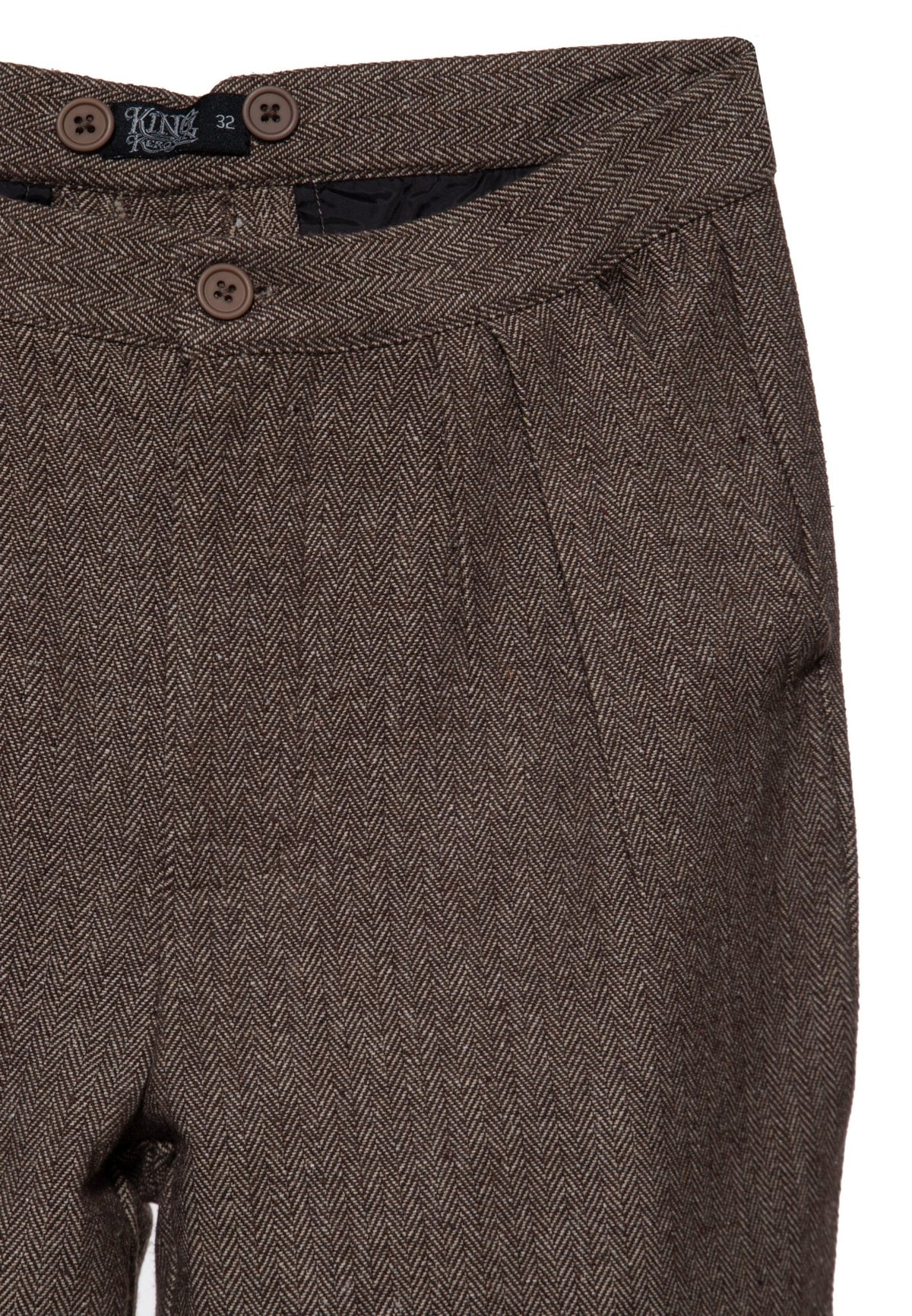 Herren Hose Vintage slacks in herringbone in Brown – Hose von King Kerosin - Ansicht 3