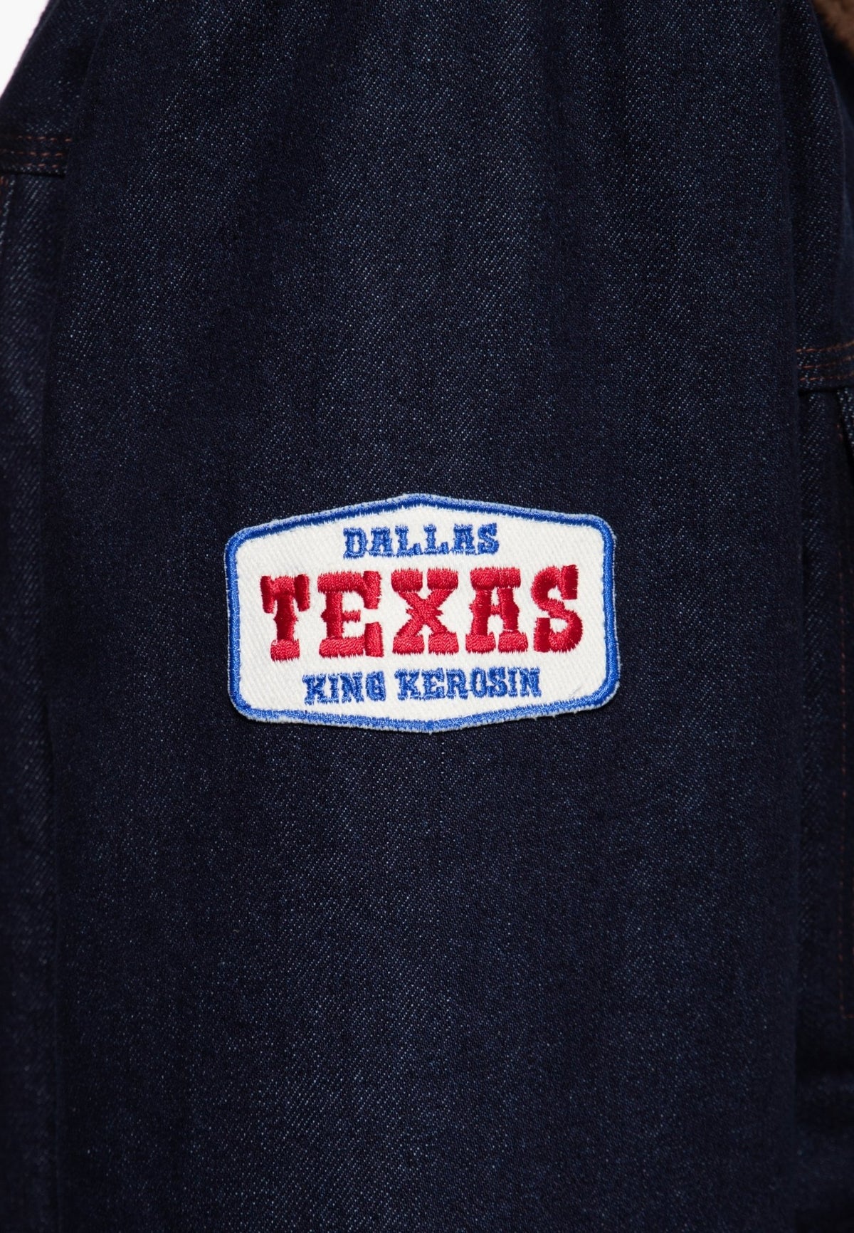 Herren Jacke mit Cowhide-Look Panels in Blue Wash – Jacke von King Kerosin - Ansicht 7