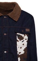 Herren Jacke mit Cowhide-Look Panels in Blue Wash – Jacke von King Kerosin - Ansicht 4