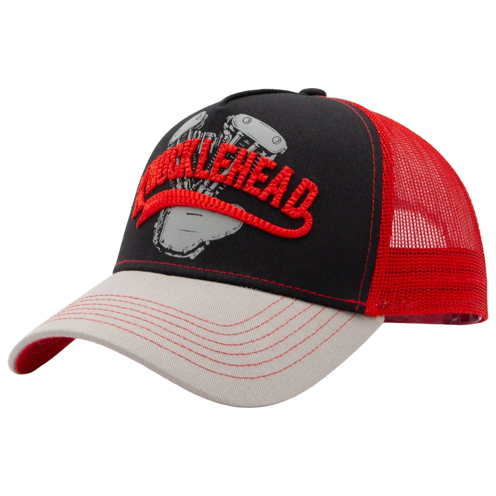Herren Trucker Cap "Knucklehead" in Black & Red – Cap von King Kerosin - Ansicht 1