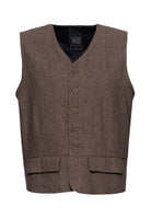 Herren Vintage Weste in herringbone in Brown – Weste von King Kerosin - Ansicht 1