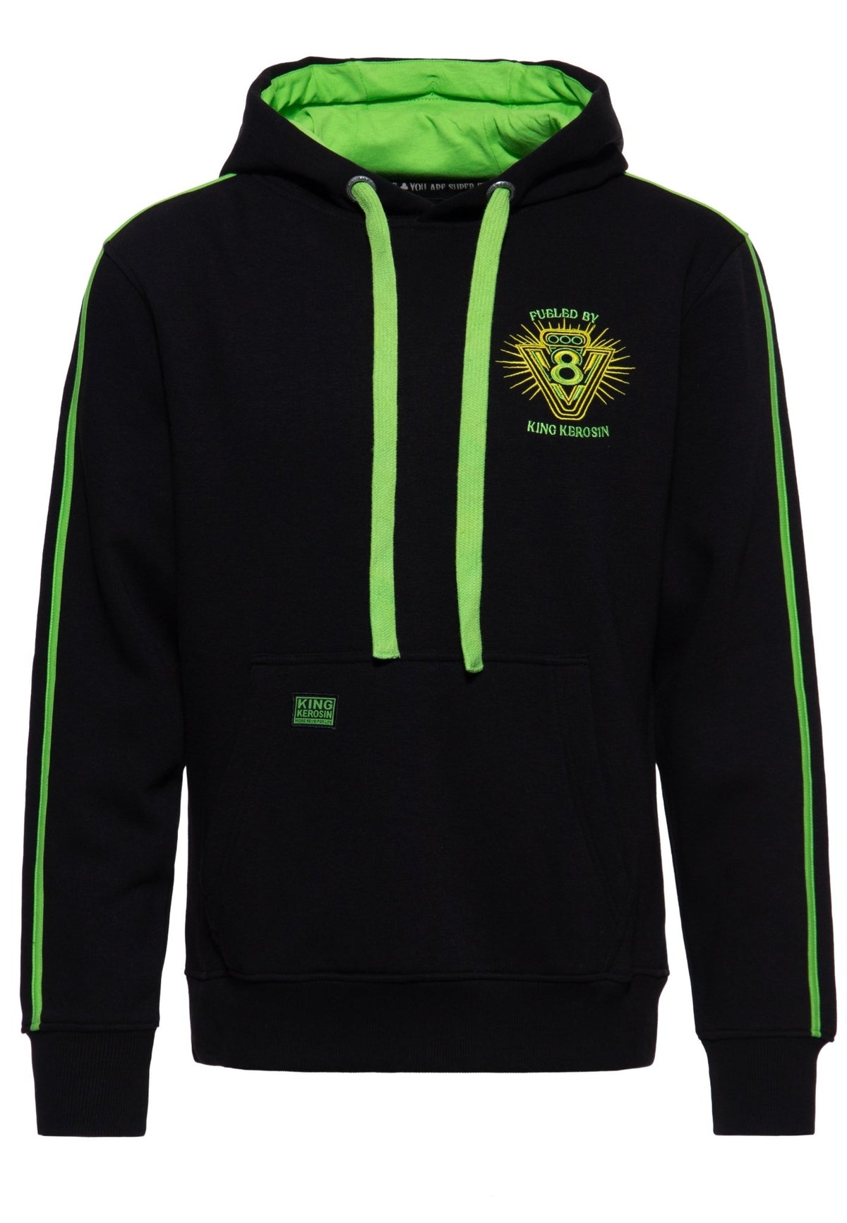 Hoodie 'Speedfreak V8' in Schwarz – Kapuzenpullover von King Kerosin - Ansicht 1