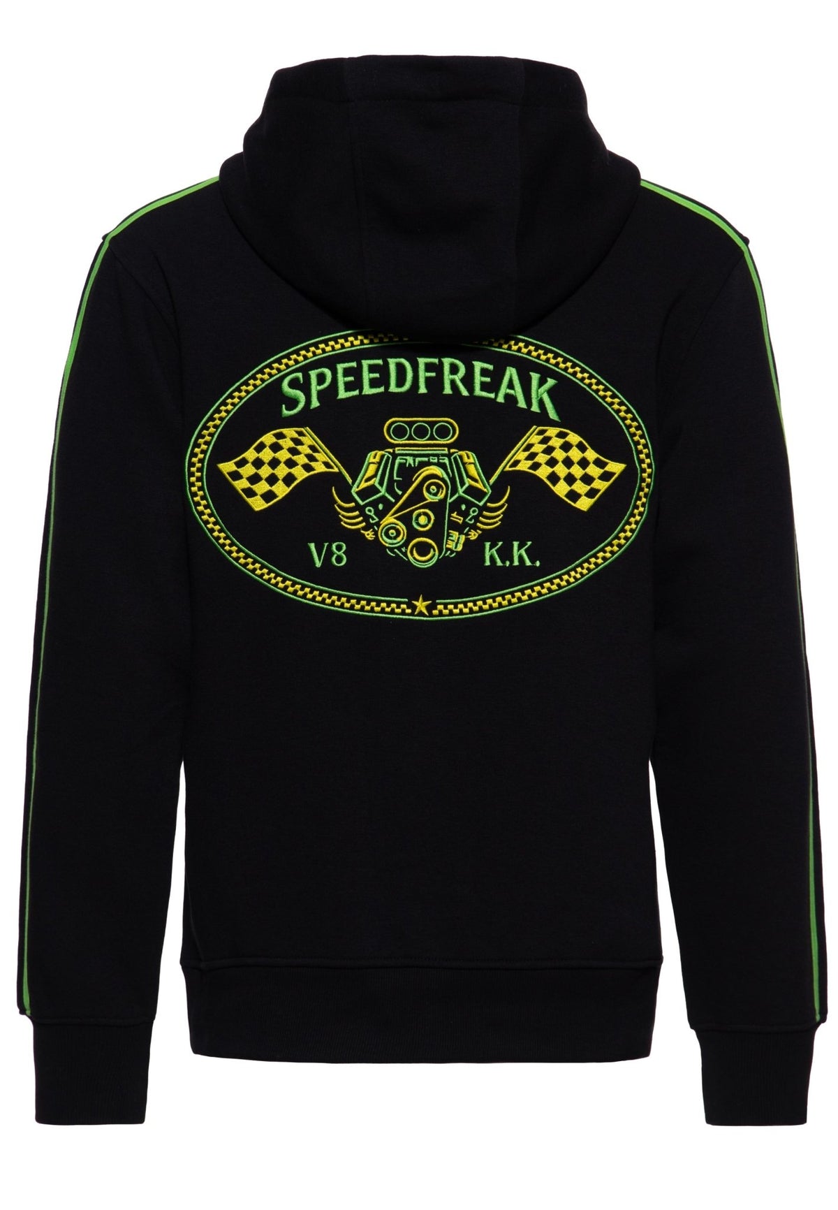 Hoodie 'Speedfreak V8' in Schwarz – Kapuzenpullover von King Kerosin - Ansicht 2