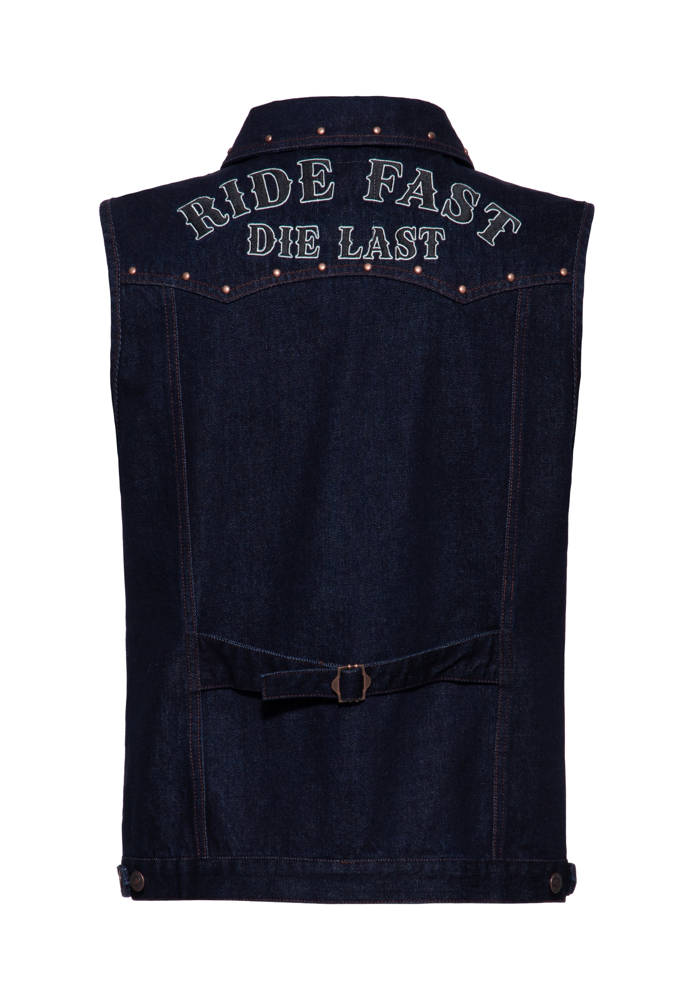 Jeansweste 'Ride Fast Die Last' in Denim Westen von King Kerosin