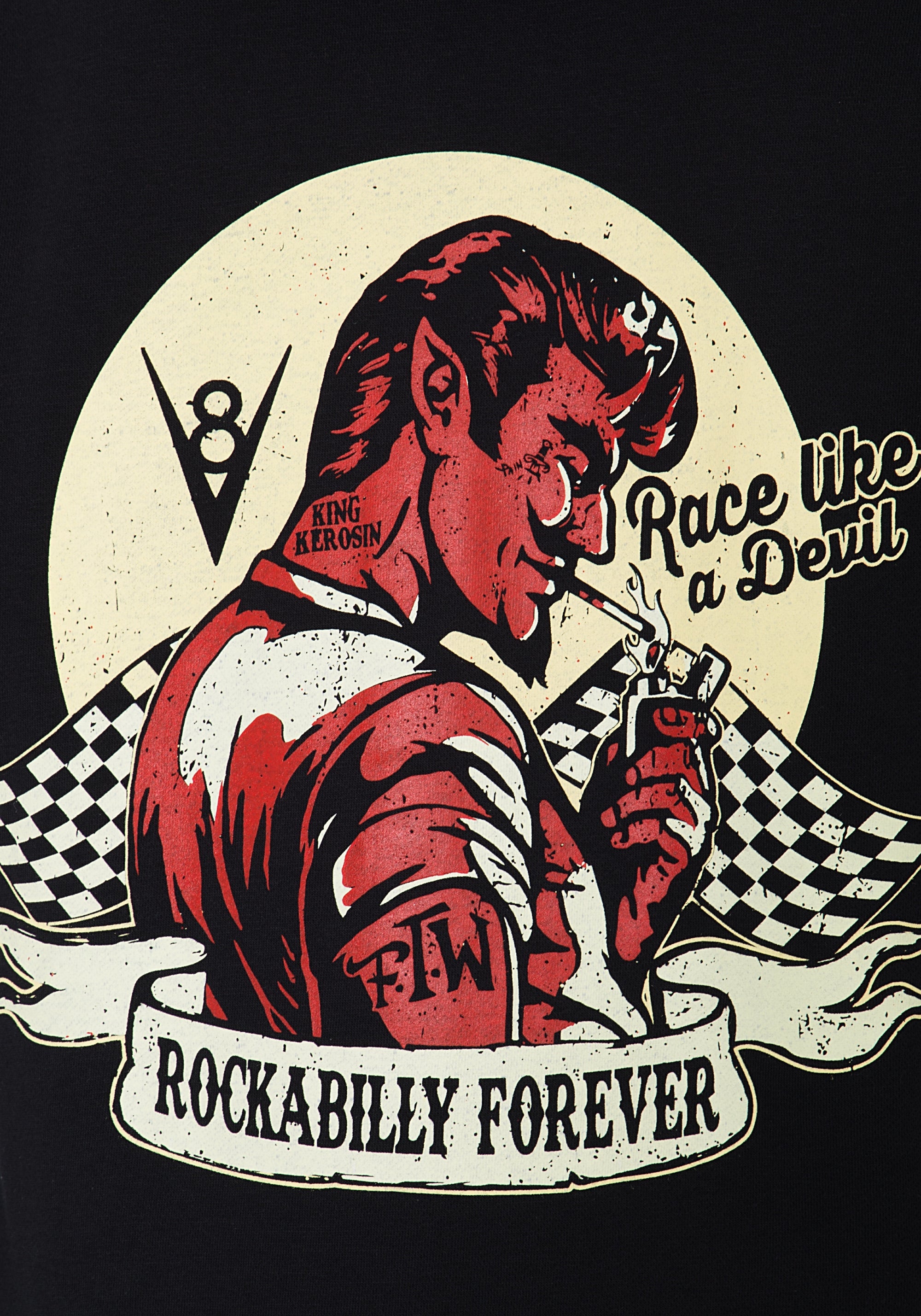 King Kerosin - Kapuzenjacke mit Stickerei und Rückenprint «Race like a Devil»
