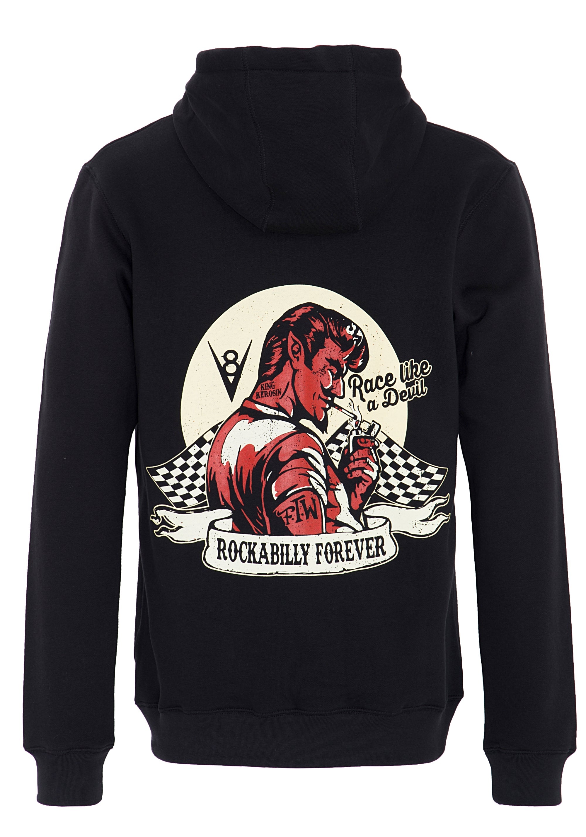 King Kerosin - Kapuzenjacke mit Stickerei und Rückenprint «Race like a Devil»