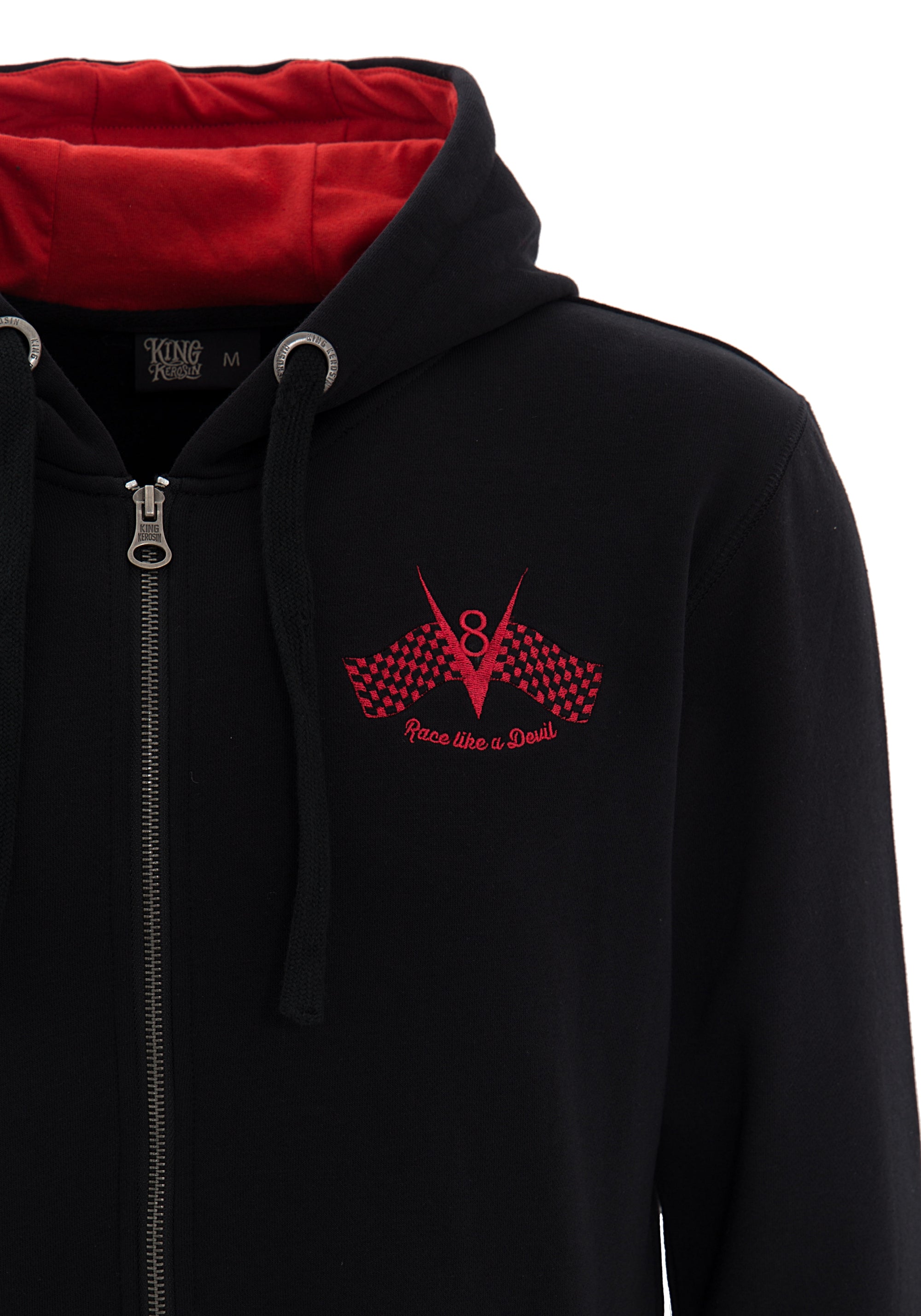 King Kerosin - Kapuzenjacke mit Stickerei und Rückenprint «Race like a Devil»
