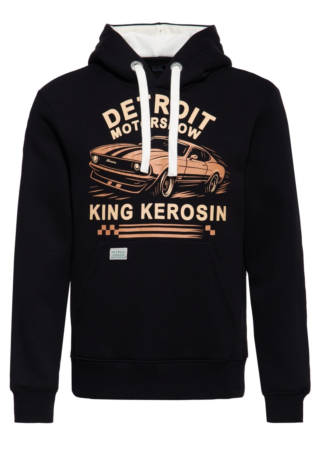 Kapuzenpullover 'Detroit Motorshow' in Schwarz – Kapuzenpullover von King Kerosin - Ansicht 1