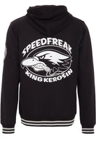 King Kerosin - Kapuzensweatjacke im College Look mit Patch und Rückenprint «Speedfreak»