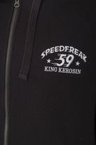 King Kerosin - Kapuzensweatjacke im College Look mit Patch und Rückenprint «Speedfreak»
