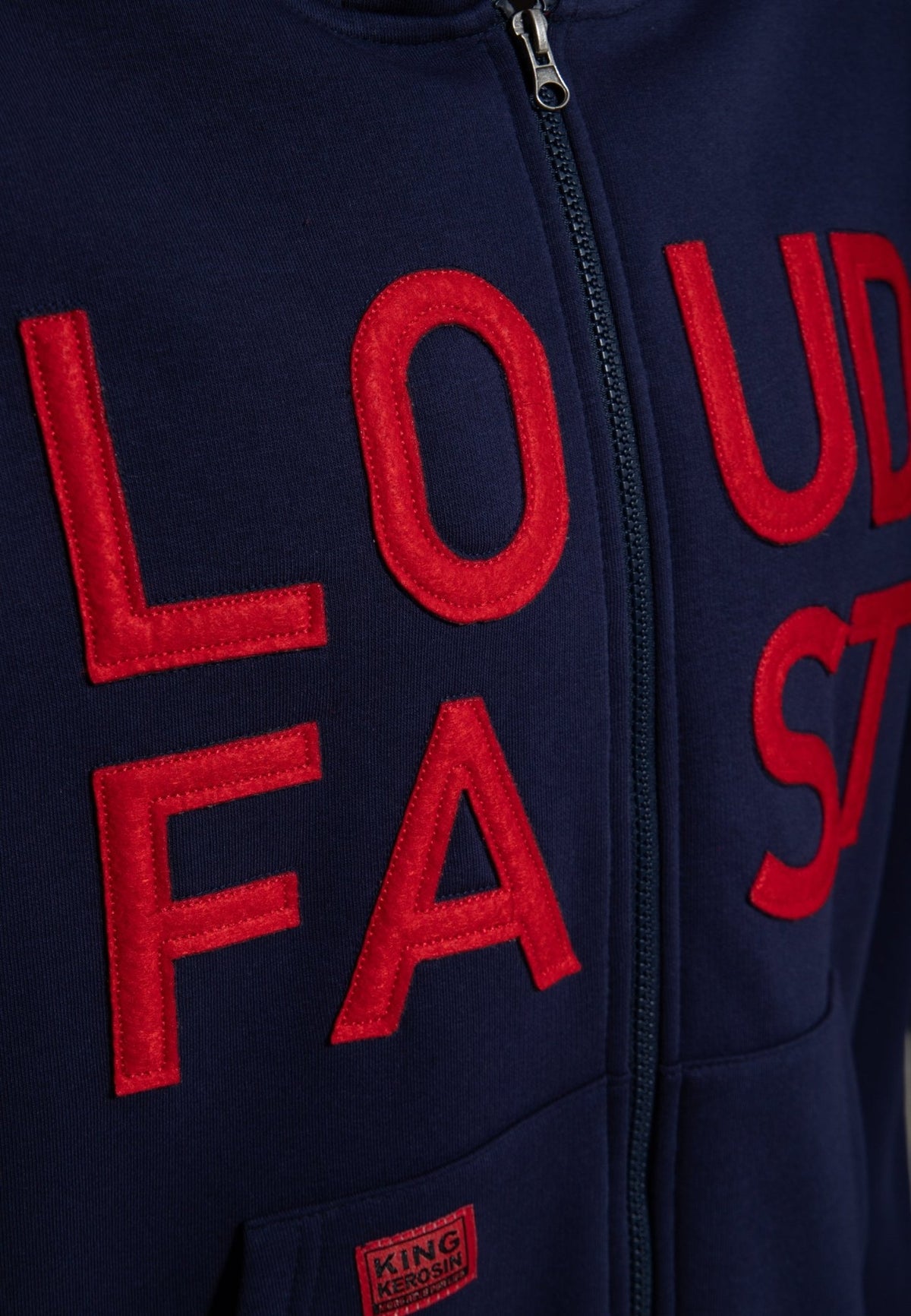 Kapuzensweatjacke 'Loud Fast' in Dunkelblau – Sweatjacken von King Kerosin - Ansicht 5