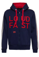Kapuzensweatjacke 'Loud Fast' in Dunkelblau – Sweatjacken von King Kerosin - Ansicht 1
