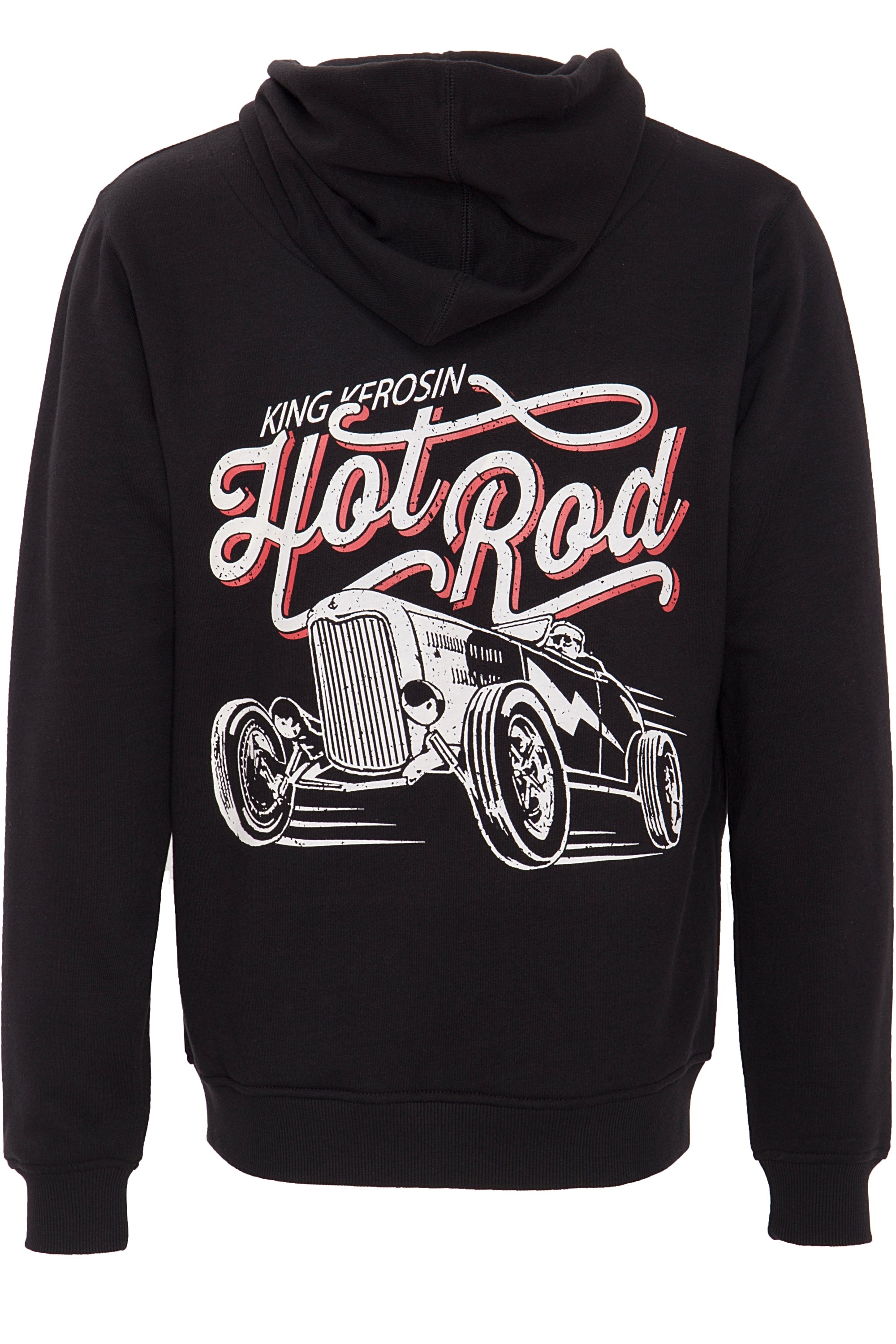 King Kerosin - Kapuzensweatjacke mit Stickerei und Rückendruck «Hot Rod»