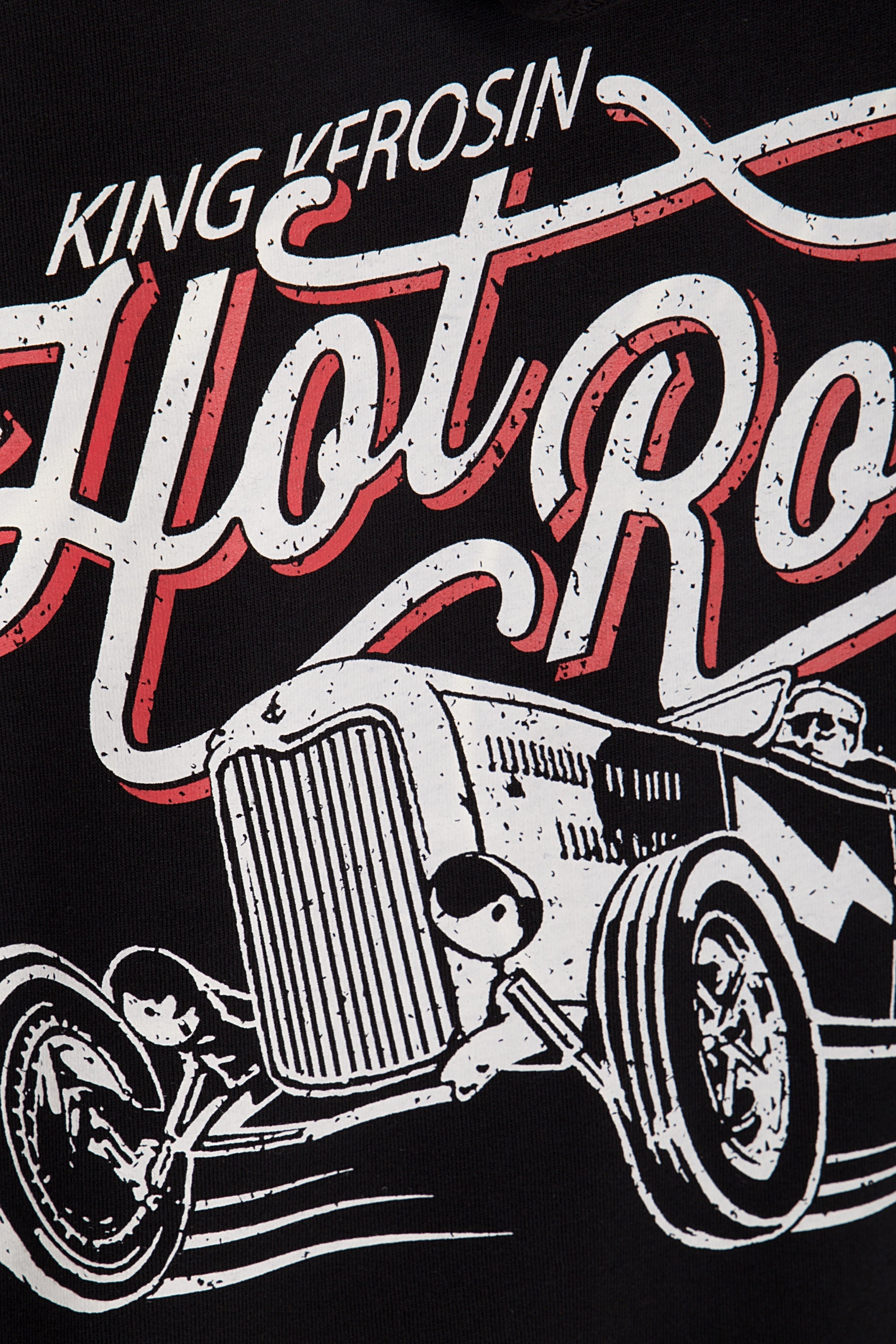 King Kerosin - Kapuzensweatjacke mit Stickerei und Rückendruck «Hot Rod»