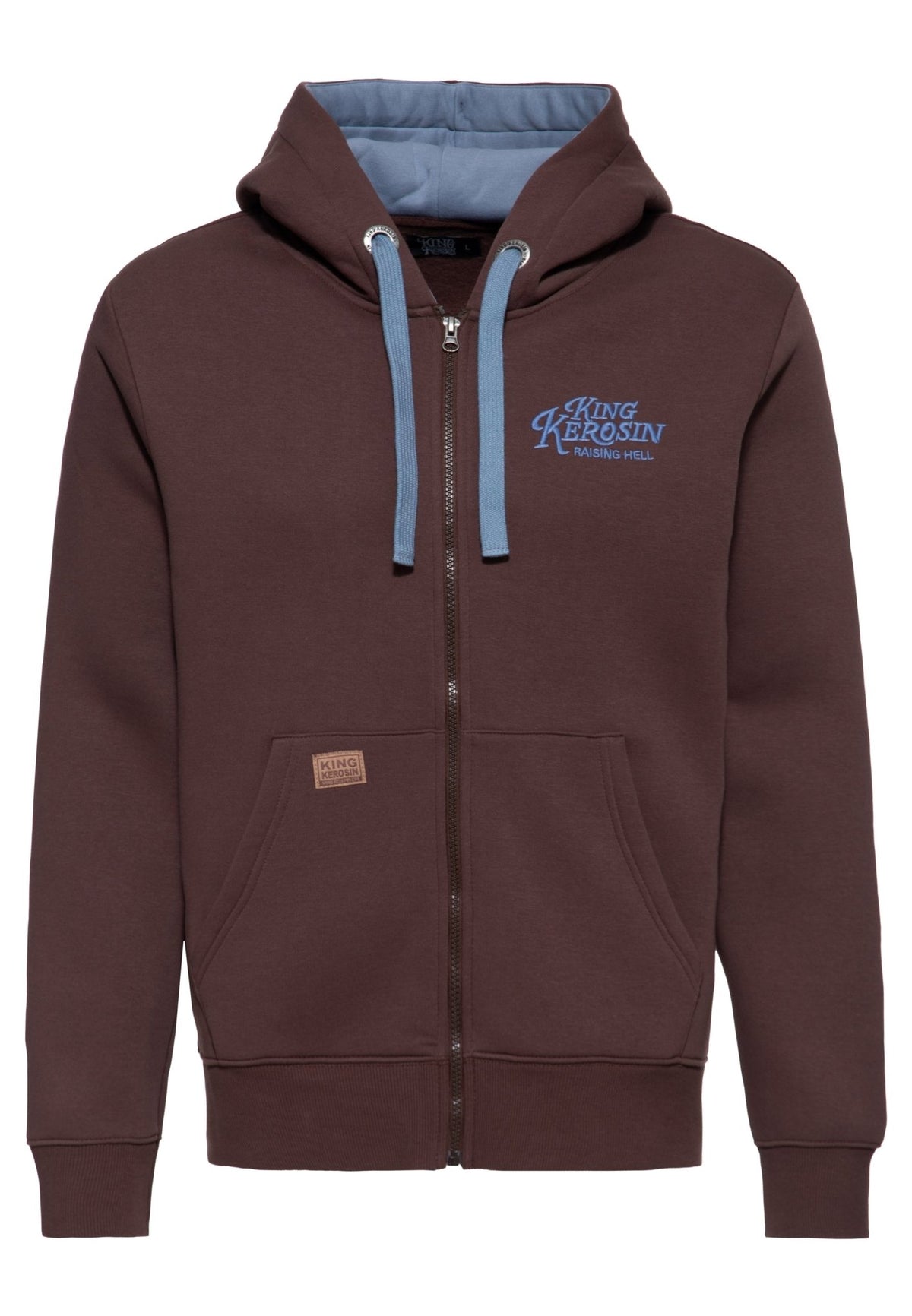 Kapuzensweatjacke 'Raising Hell' in Dunkelbraun – Sweatjacken von King Kerosin - Ansicht 1