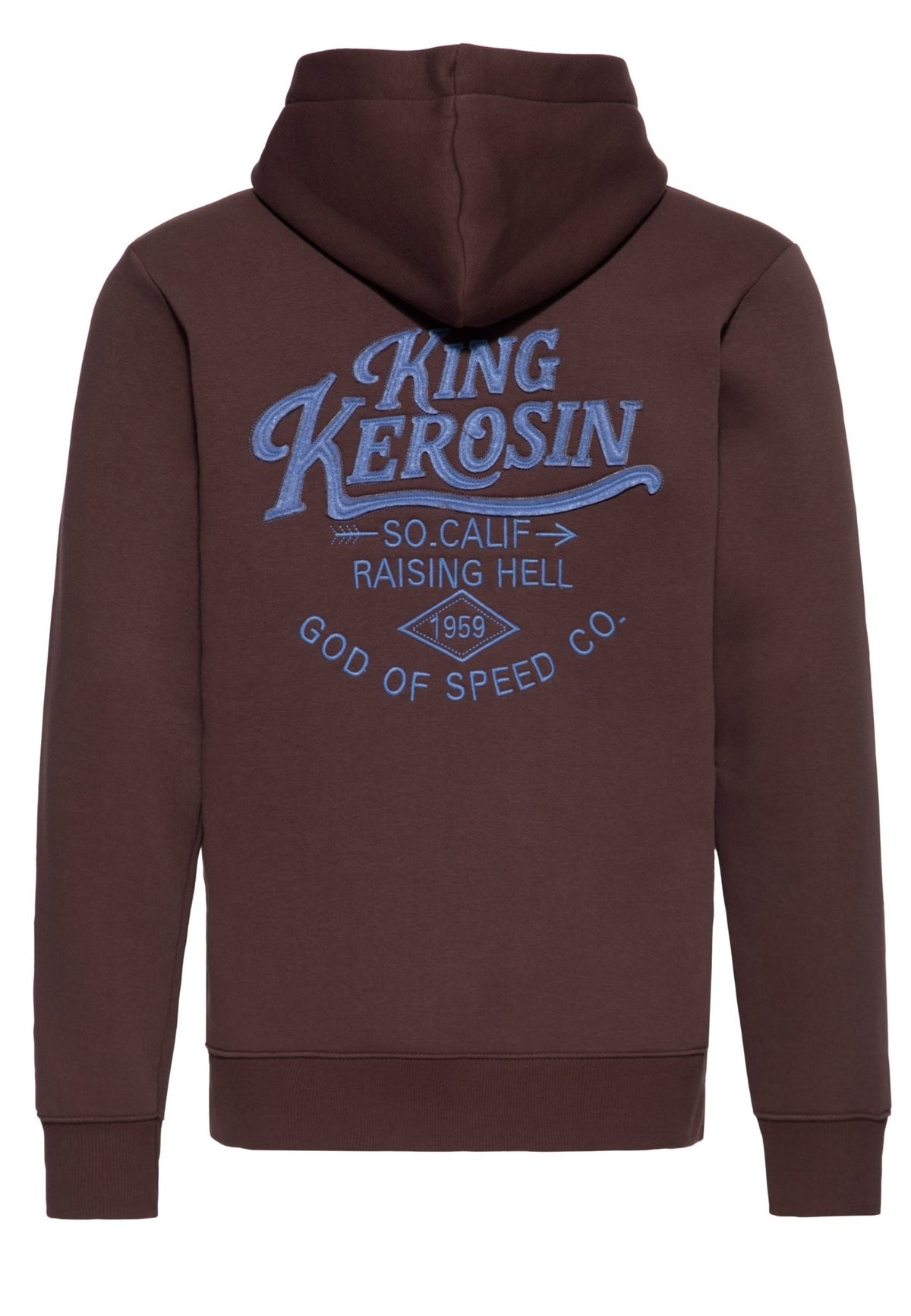 Kapuzensweatjacke 'Raising Hell' in Dunkelbraun – Sweatjacken von King Kerosin - Ansicht 2