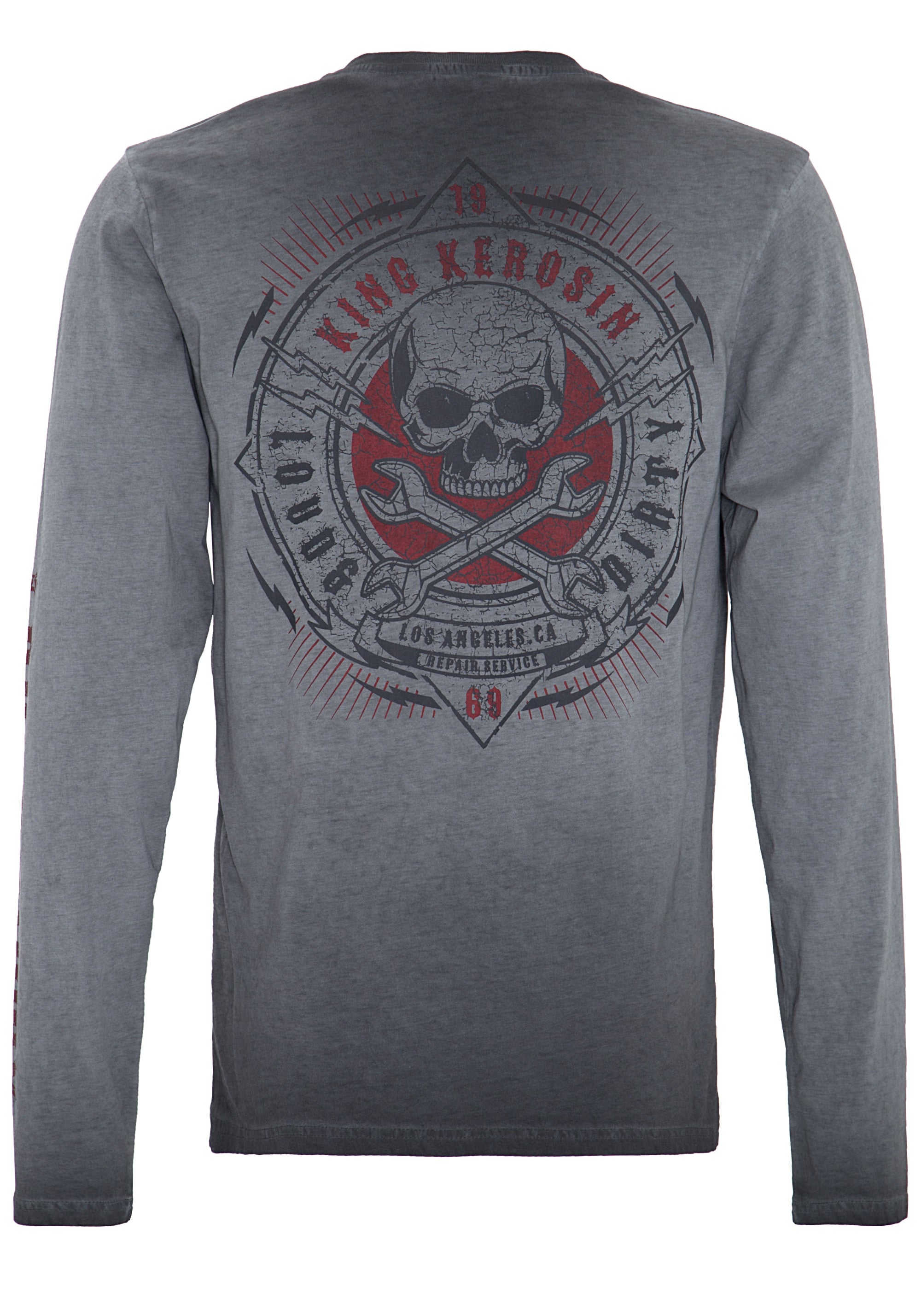 King Kerosin - Langarm Shirt mit Backdruck in Used - Optik «Loud & Dirty»