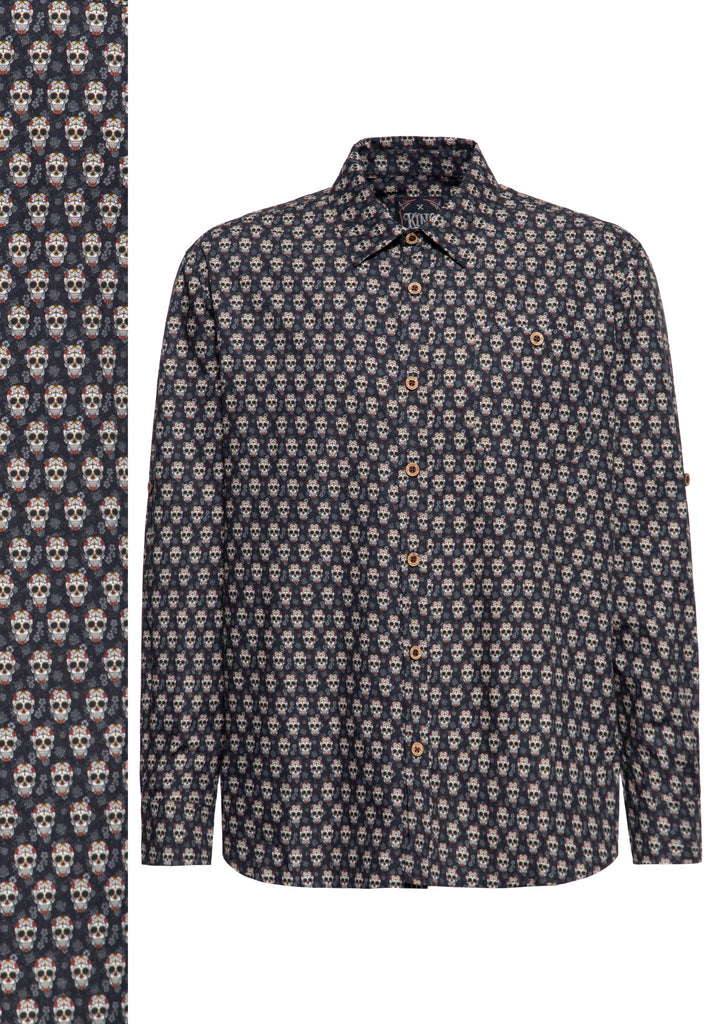 Queen Kerosin Langarmhemd «Calavera»