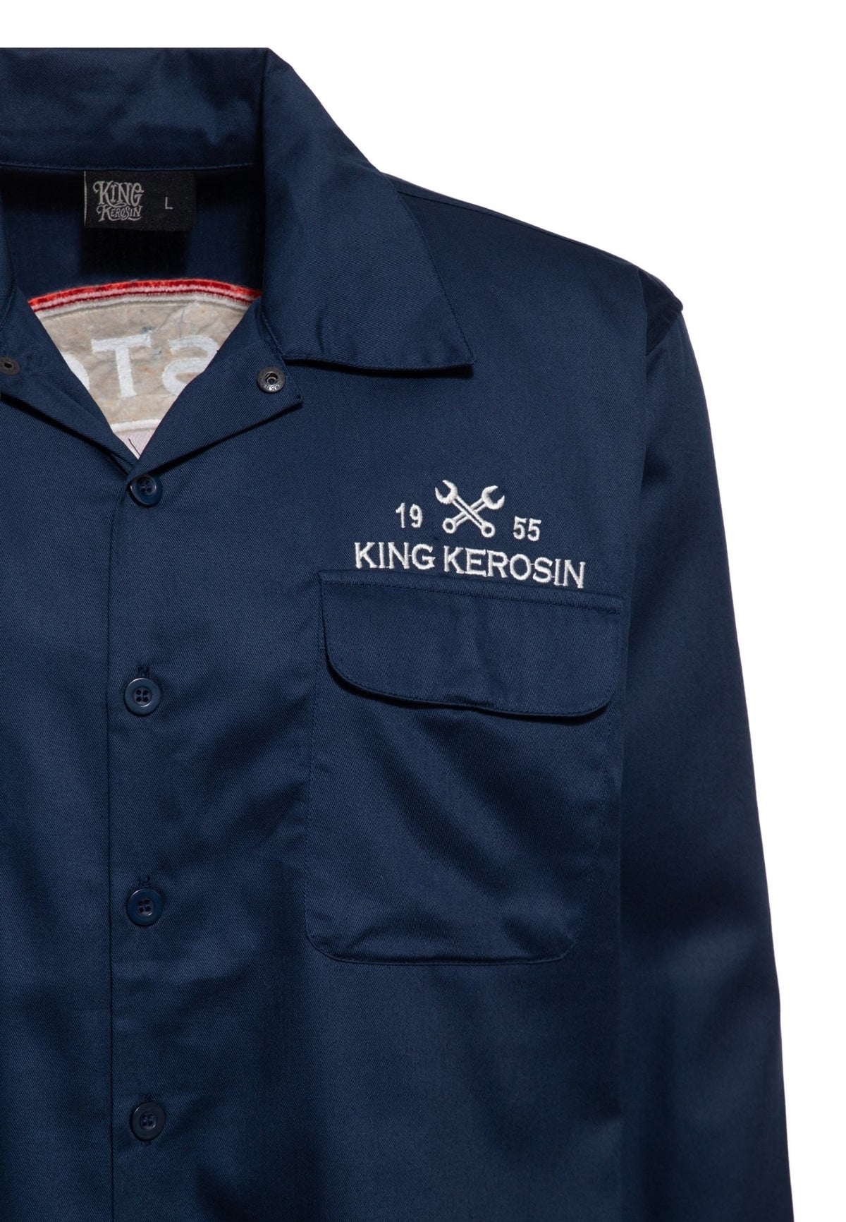 Langarmhemd 'Garagebuilt' in Dunkelblau – Hemden - Langarm von King Kerosin - Ansicht 3