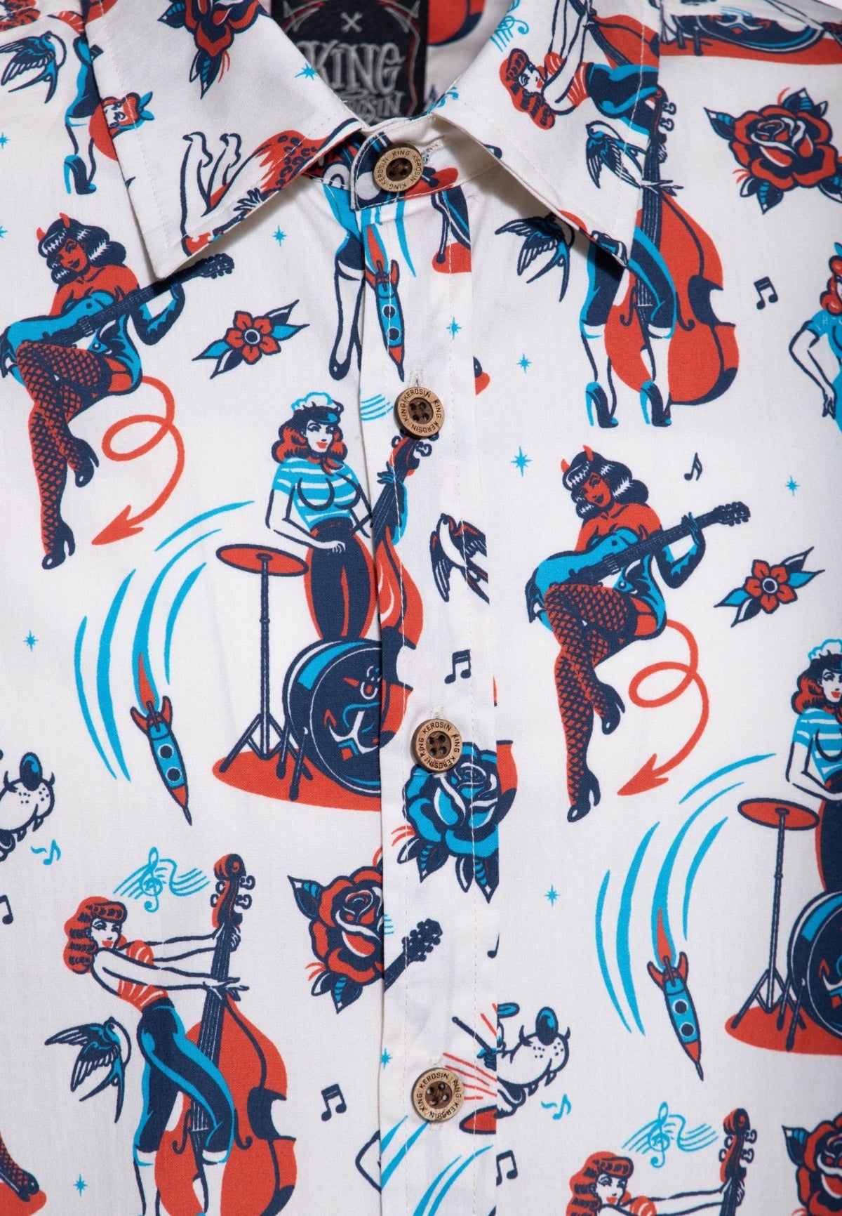 Langarmhemd in Weiß – Hemden - Langarm von King Kerosin - Ansicht 4