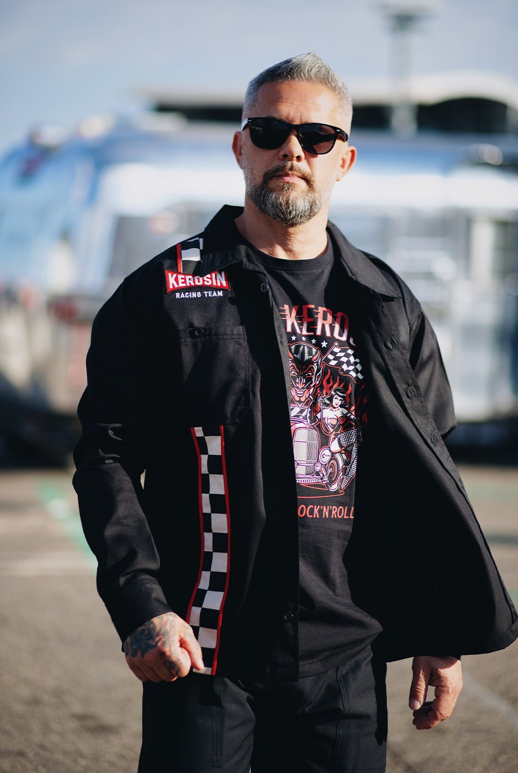 Langarmhemd 'Kerosin Racing Team' in Schwarz – Hemden - Langarm von King Kerosin - Ansicht 8