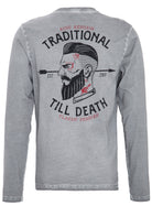 King Kerosin - Langarmshirt im Used - Look mit Front - Stickerei und Rückenprint «Traditional Till Death»