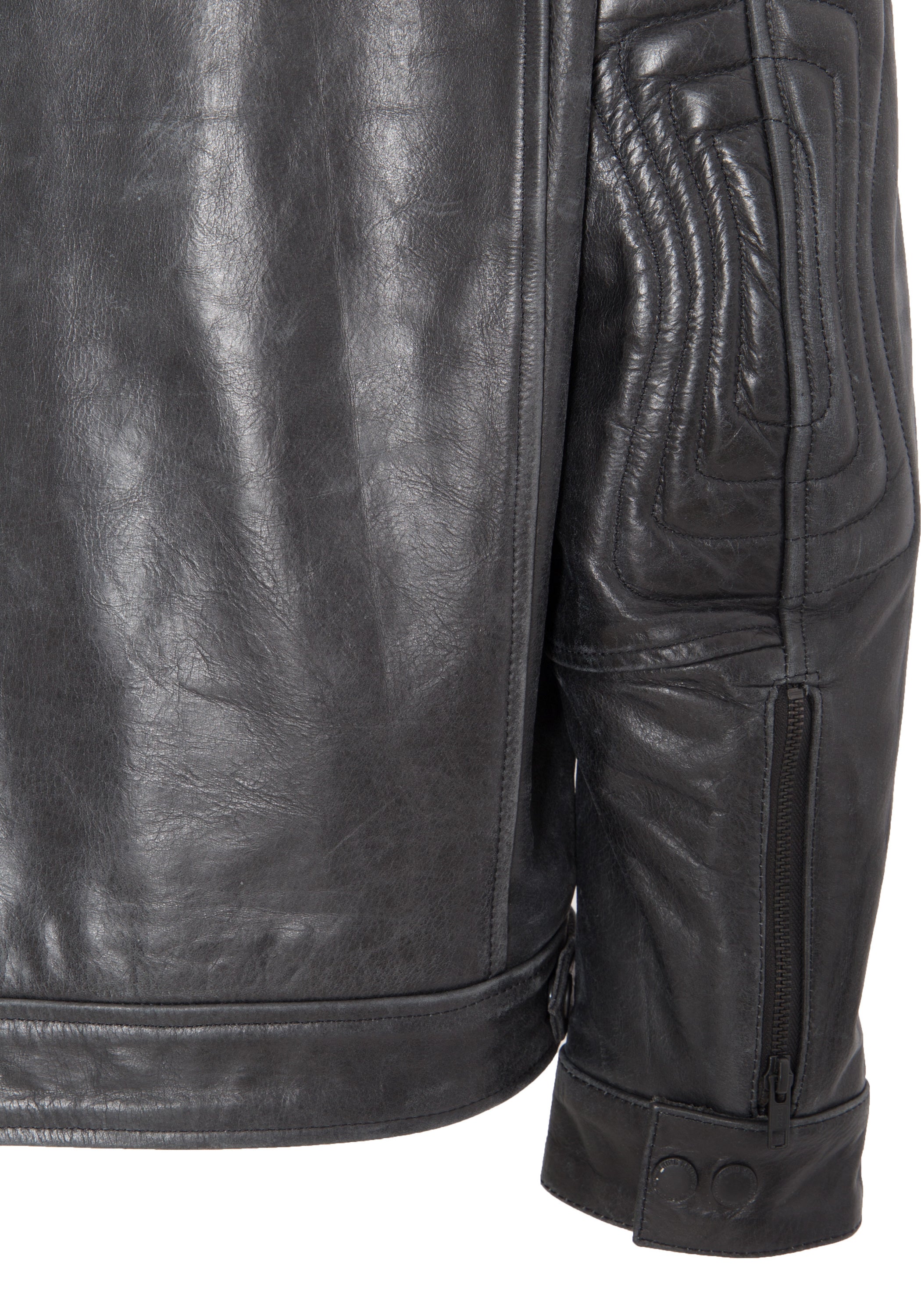 King Kerosin - Lederjacke mit Biker Details