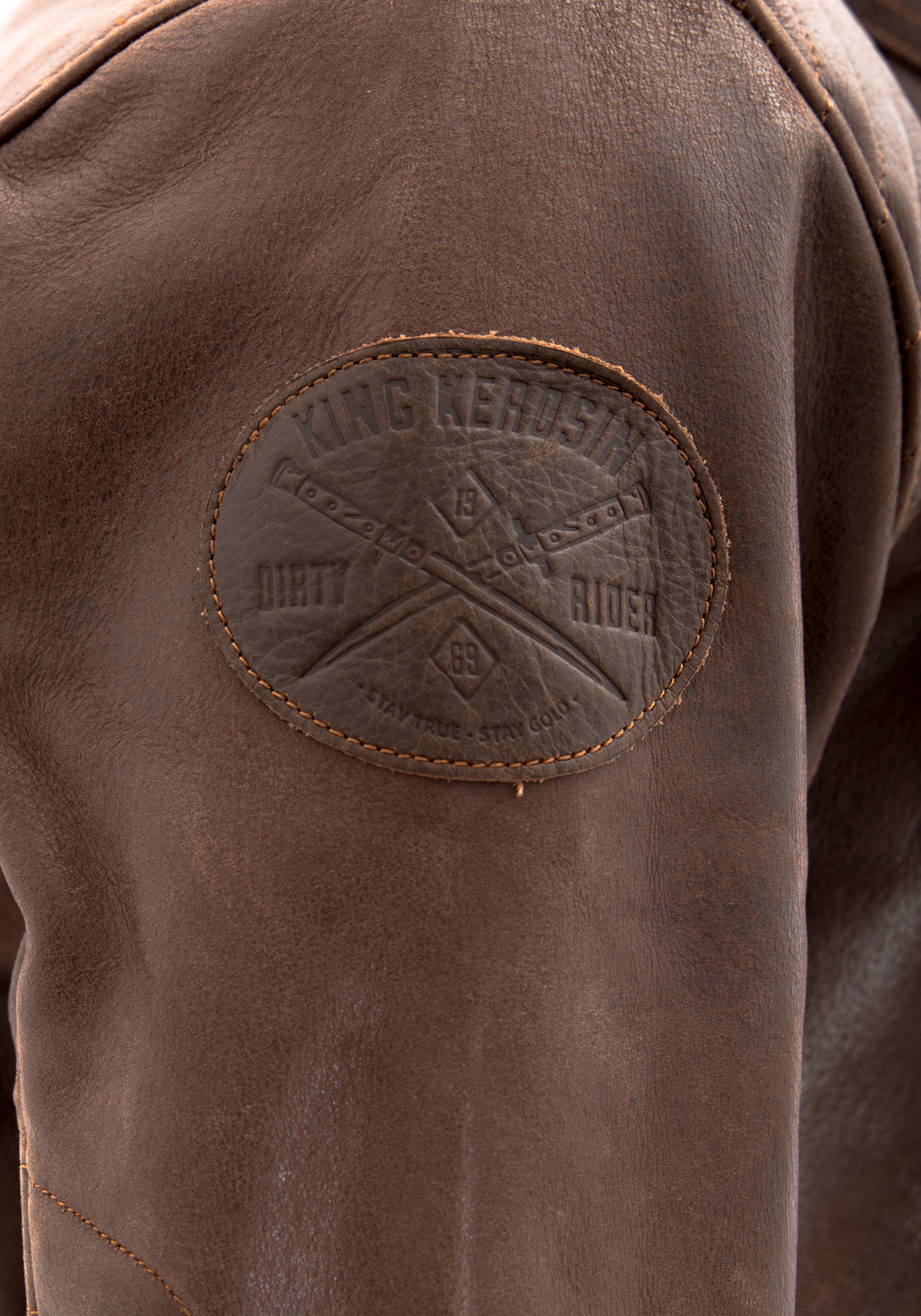King Kerosin - Lederjacke mit Retro Print auf der Rückseite