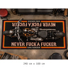 Motorradmatte 'Never Fuck a Fucker' in Schwarz – Motorradmatte von King Kerosin - Ansicht 2