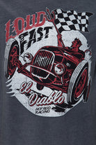 King Kerosin - Oil Washed Print T-Shirt im Used Look «Loud & Fast»