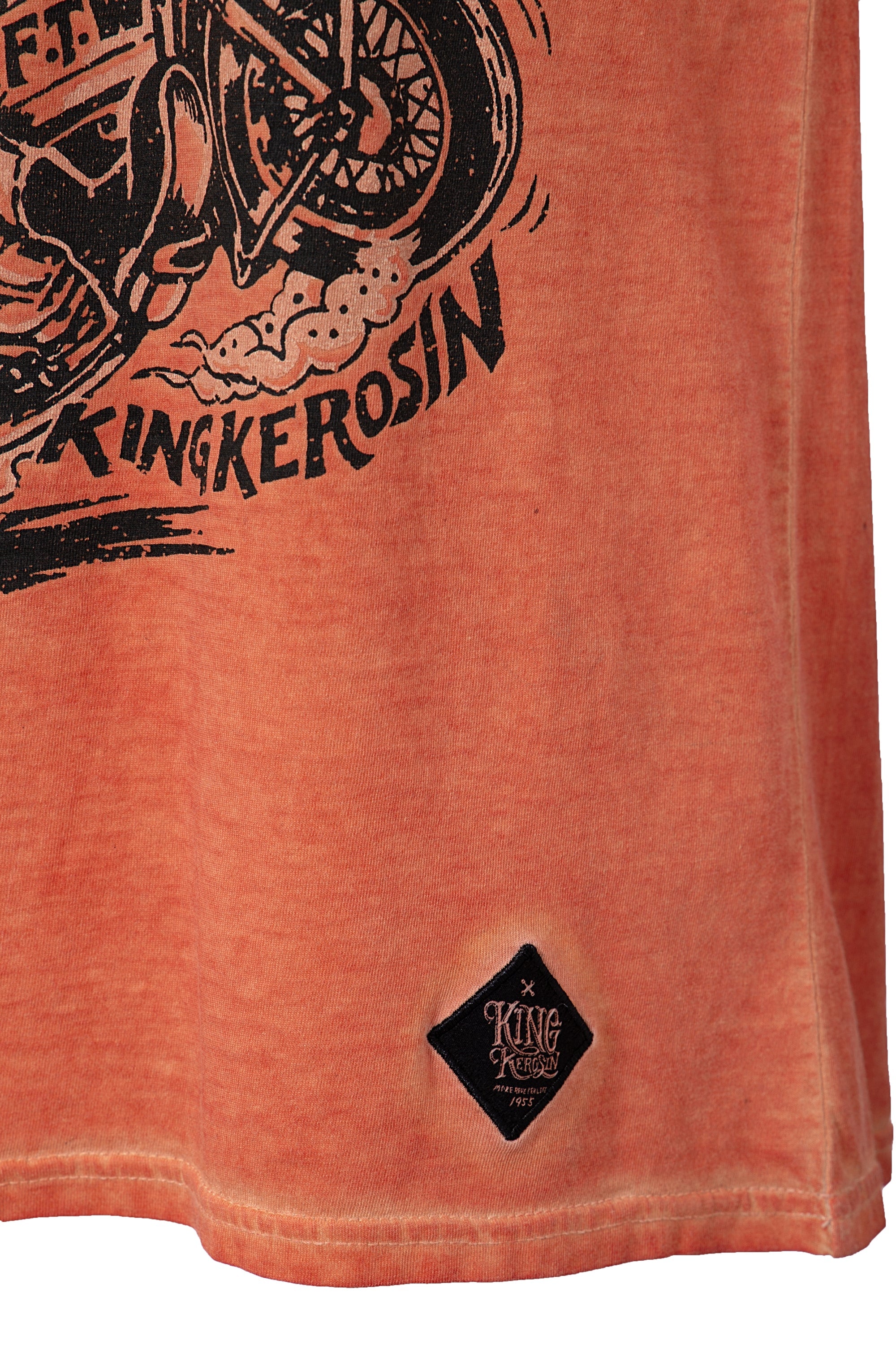 King Kerosin - Oil Washed Print T-Shirt im Used Look «Motorpsycho»