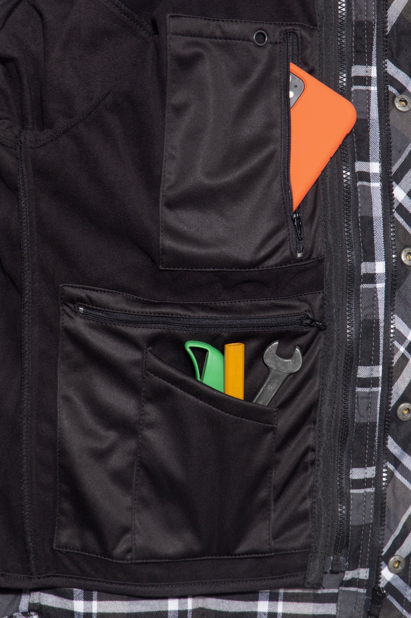 King Kerosin - Outdoor Funktionshemd mit separatem Softshell - Futter und Stickerei «Gas or Die»