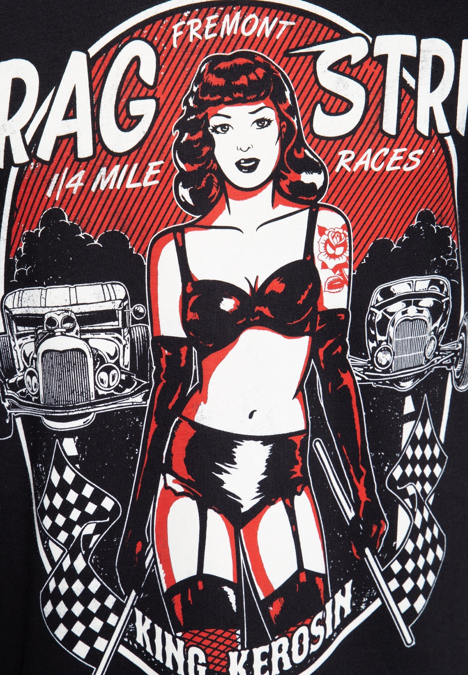 King Kerosin - Printshit mit vintage Frontprint «Drag Stripe Racer»