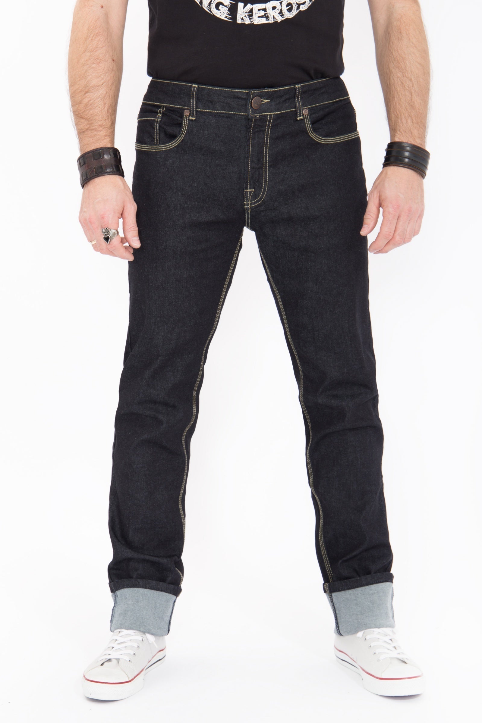 King Kerosin - Regular Fit Jeans in Rinse Wash mit Kontraststepps Robin «Robin»