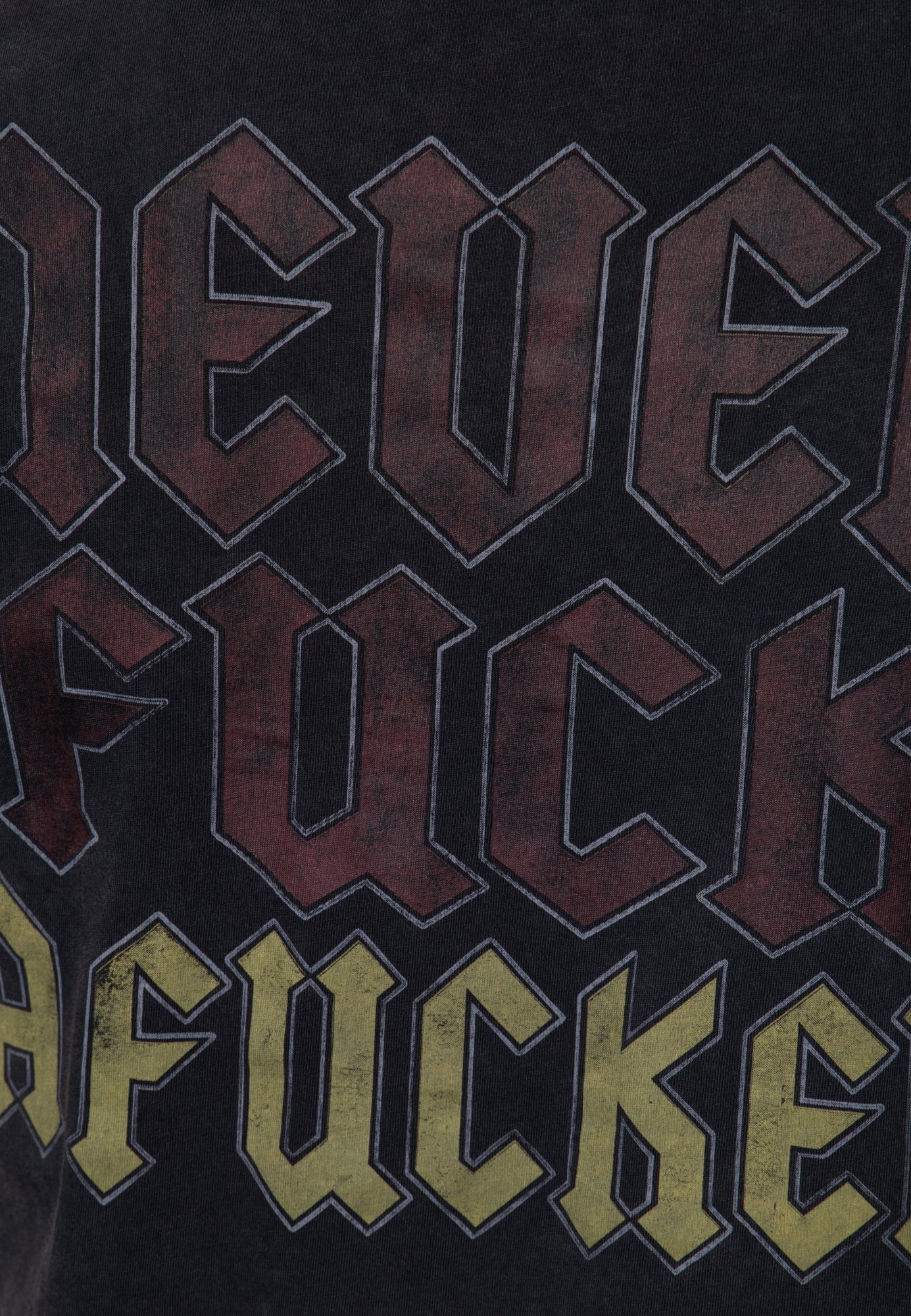 King Kerosin - Roll - Up T-Shirt Acid Wash mit rockigem Backprint «Never fuck a fucker»