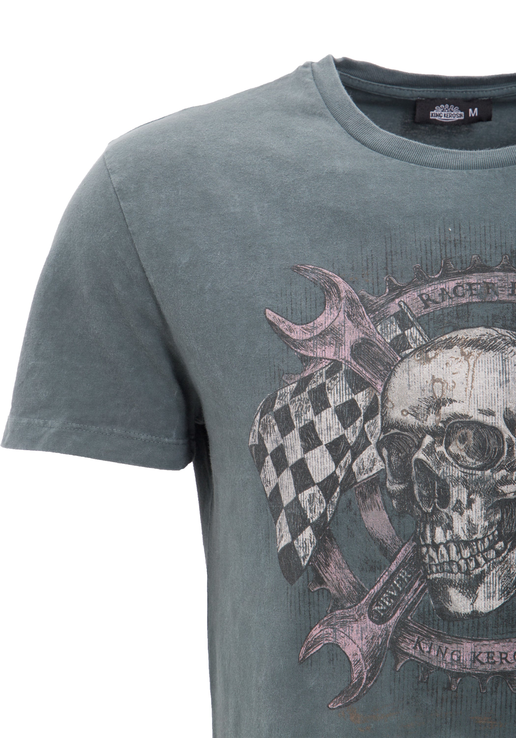 King Kerosin - Rundhalsshirt mit Skull Racer Druck