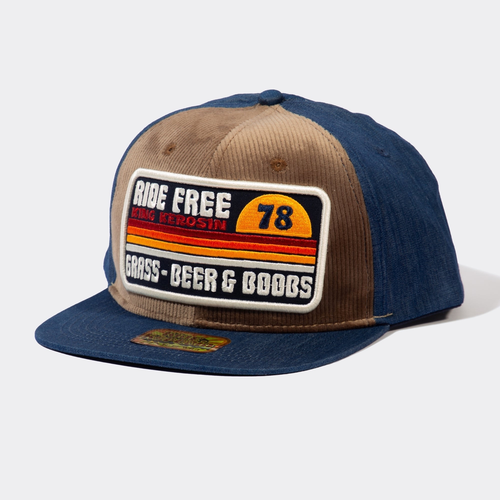 Snapback Cap mit Cord-Front «Ride Free» Snapback Cap von King Kerosin