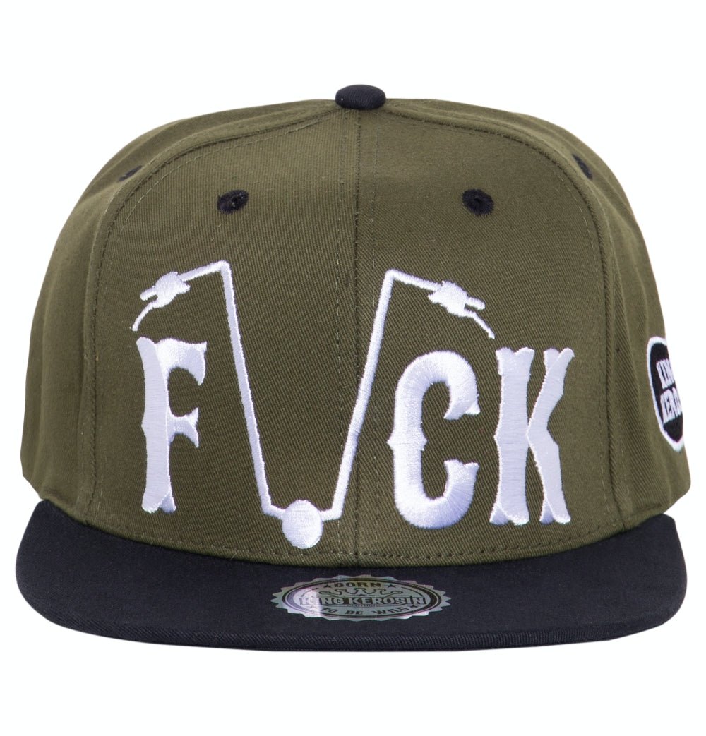 King Kerosin - Snapback Cap mit Frontstickerei und Print auf der Schirmunterseite «Fuck Everyone»