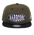 Snapback Cap mit Frontstickerei und Print auf der Schirmunterseite «Hardcore» Snapback Cap von King Kerosin