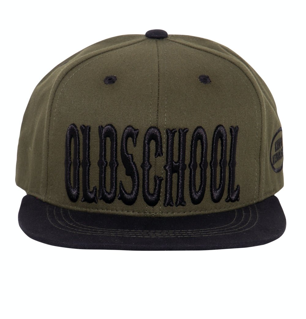Snapback Cap mit Frontstickerei und Print auf der Schirmunterseite «Oldschool» Snapback Cap von King Kerosin