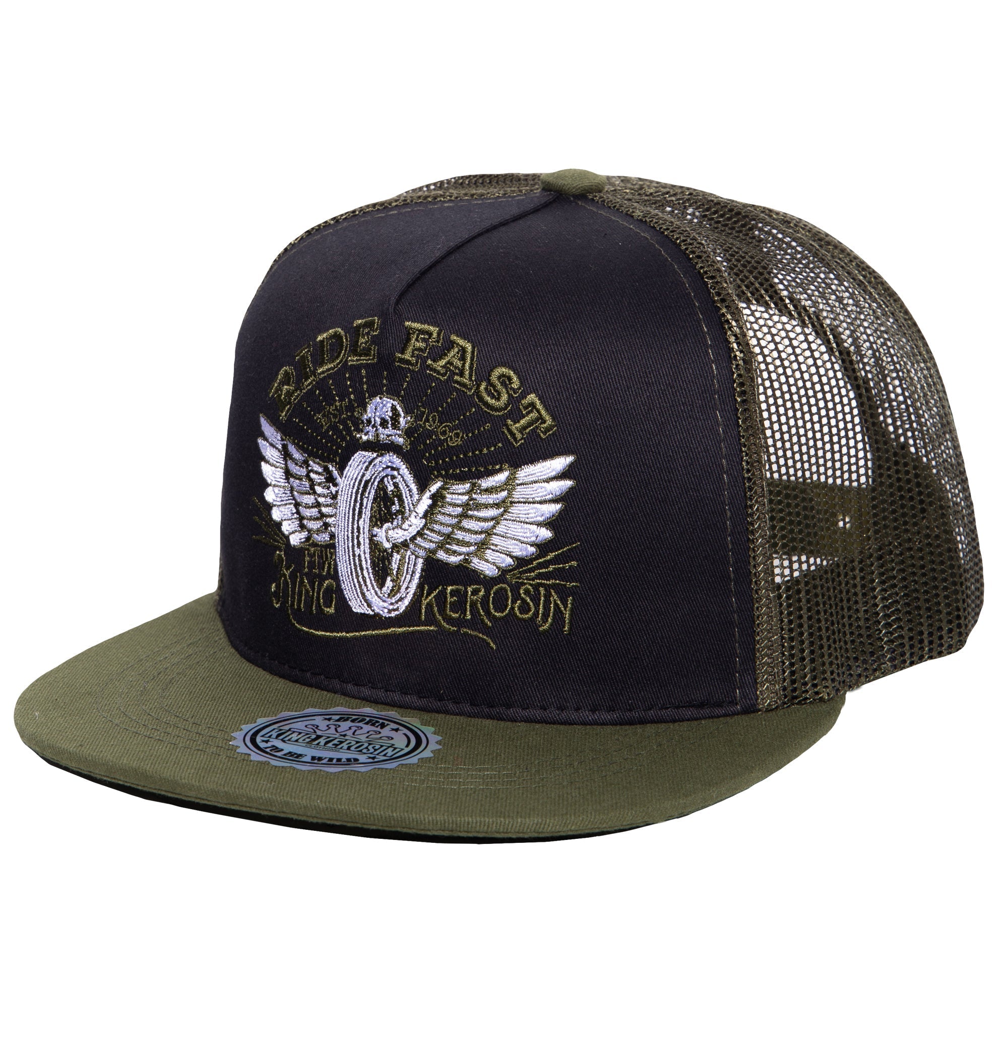 Snapback Cap mit Netzeinsatz «Ride Fast» Snapback Cap von King Kerosin